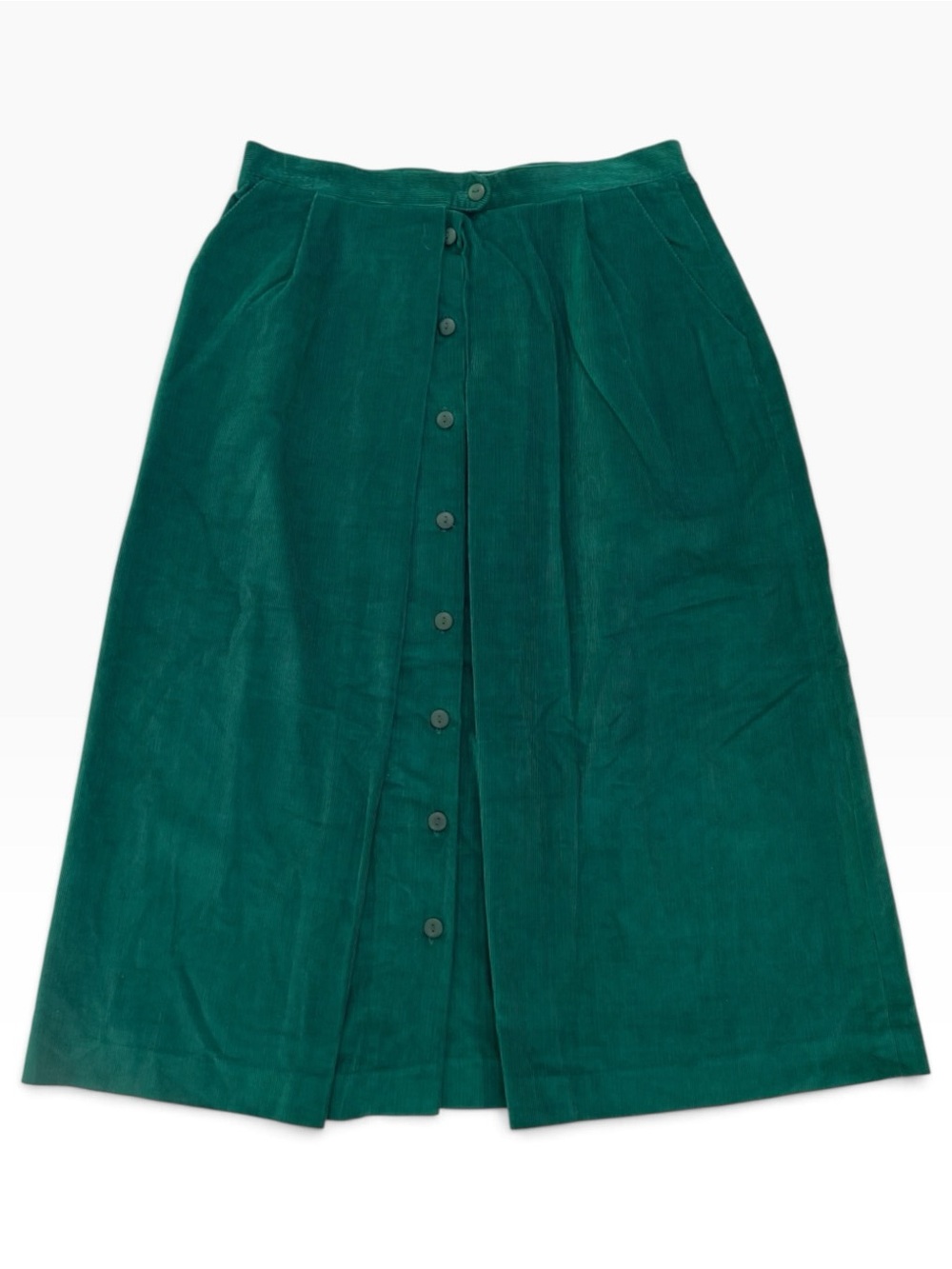 1980s Vintage Westchester Sport Emerald Corduroy Midi Skirt Canada Sz 16 NWOT
